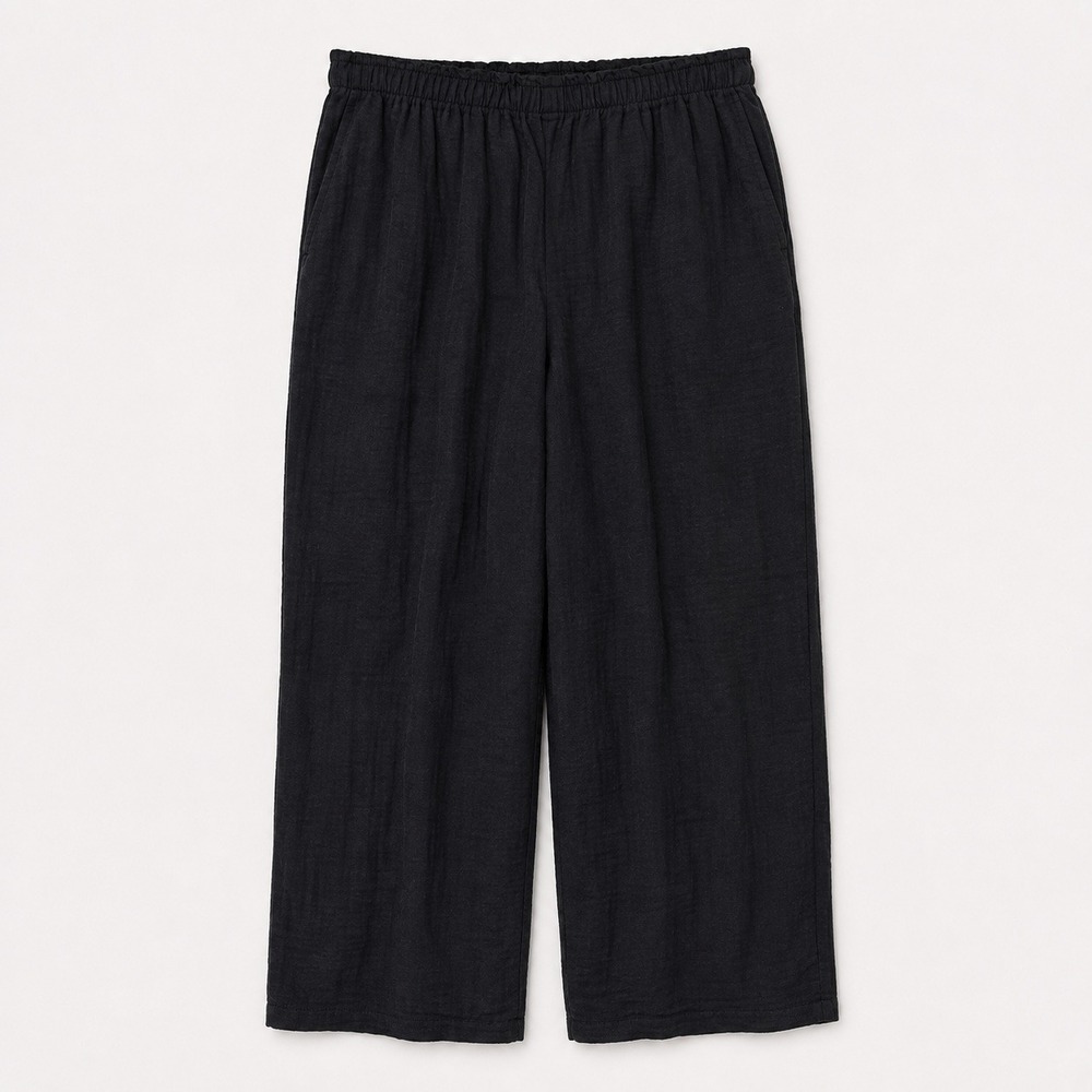 Coldwater Creek Gauze Pull-On Pant Women L Black Elastic Waist
